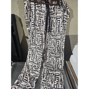 Victoria's Secret Pink Black All Over Print Satin Pajama Pants Women's Med Short